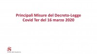 Confcommercio di Pesaro e Urbino - MANOVRA Principali misure del Decreto-Legge Covid Ter del 16 marzo 2020 - Pesaro